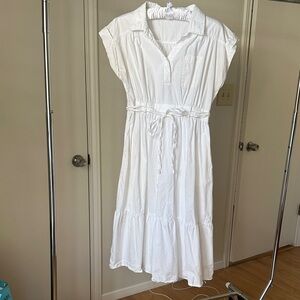 White cotton Sleeveless Women's Dress (L)